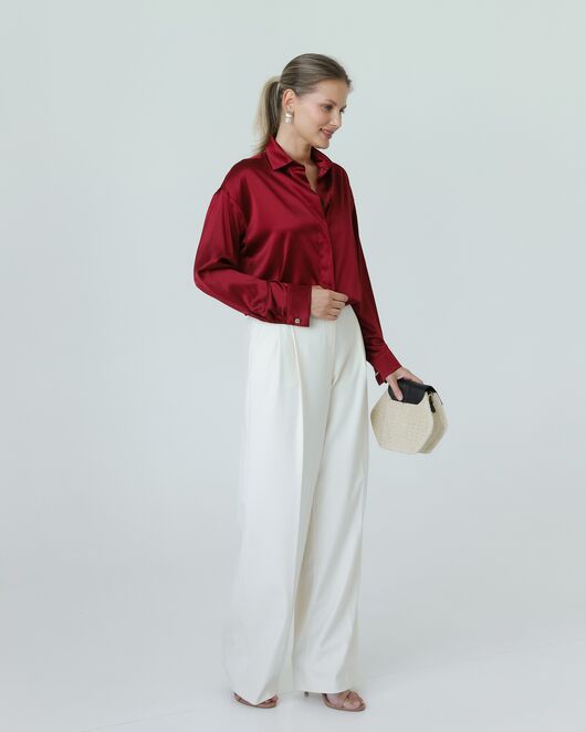 Женская рубашка из шелка красная-8767 от byME 