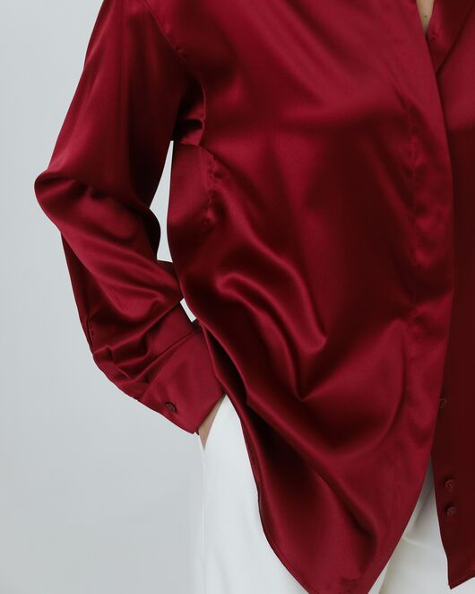 Женская рубашка из шелка красная-8767 от byME 