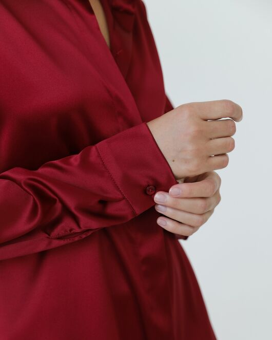 Женская рубашка из шелка красная-8767 от byME 