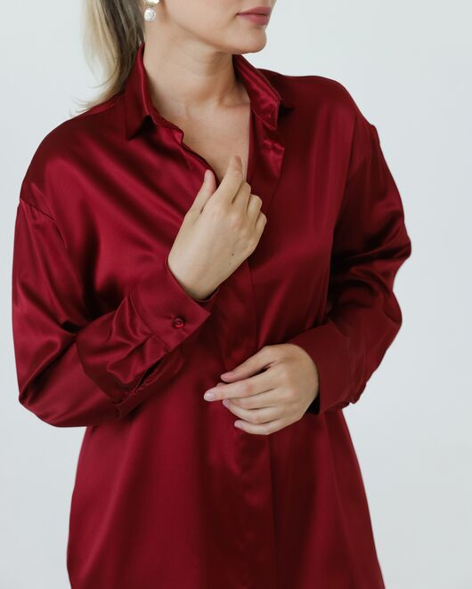 Женская рубашка из шелка красная-8767 от byME 