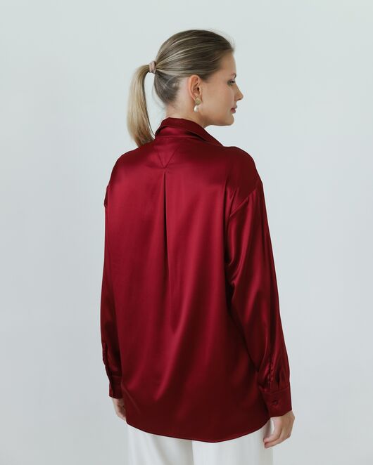 Женская рубашка из шелка красная-8767 от byME 