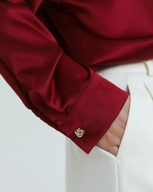 Женская рубашка из шелка красная-8767 от byME 