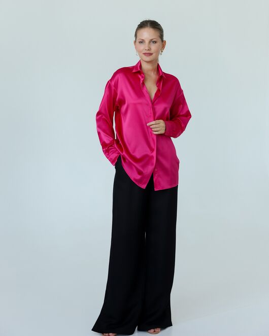 Женская рубаша из шелка розовая-8768 от byME 