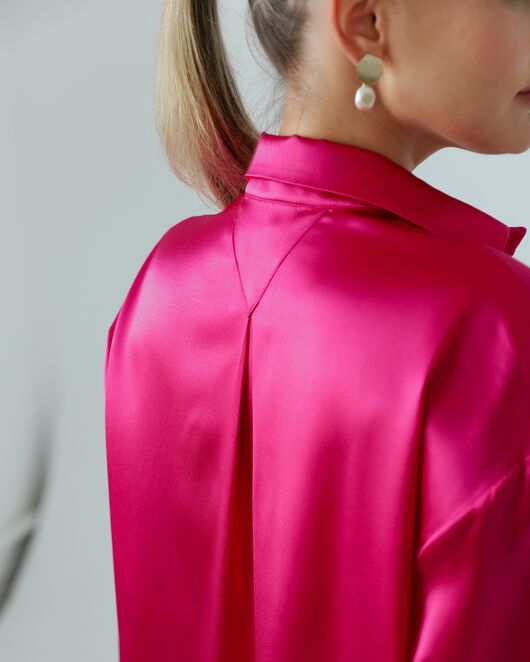 Женская рубаша из шелка розовая-8768 от byME 