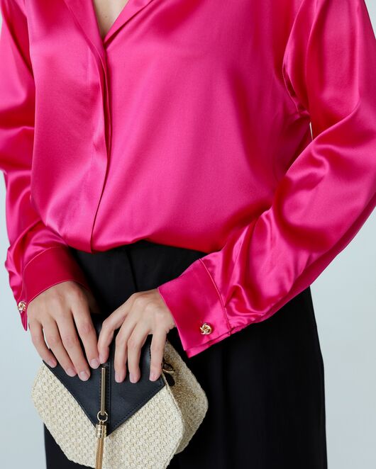 Женская рубаша из шелка розовая-8768 от byME 