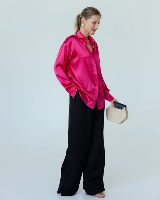 Женская рубаша из шелка розовая-8768 от byME 