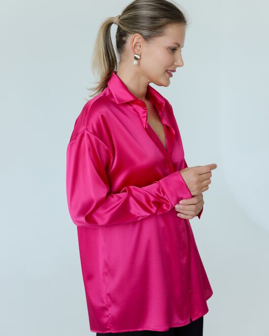 Женская рубаша из шелка розовая-8768 от byME 