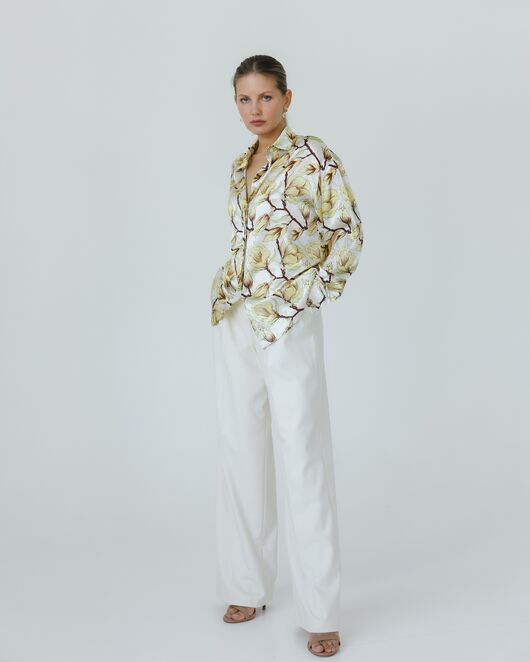 Женская рубашка из шелка принт желтые цветы-8774 от byME 