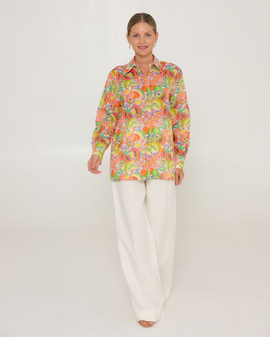 Женская рубашка из крапивы с принтом фруктовое ассорти-8776 от byME 