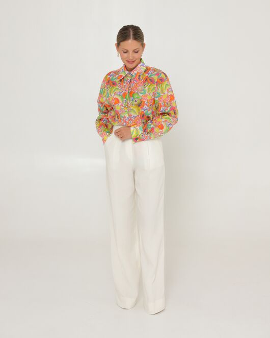 Женская рубашка из крапивы с принтом фруктовое ассорти-8776 от byME 