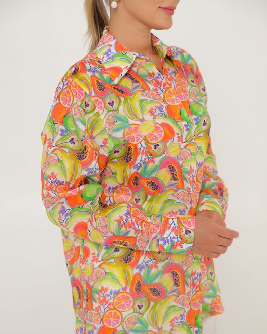 Женская рубашка из крапивы с принтом фруктовое ассорти-8776 от byME 