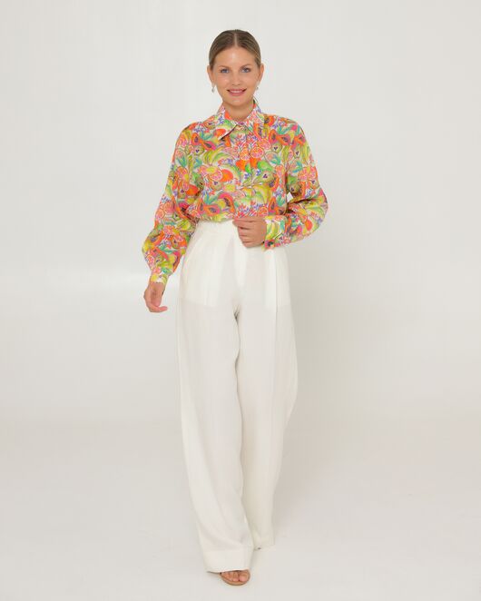 Женская рубашка из крапивы с принтом фруктовое ассорти-8776 от byME 