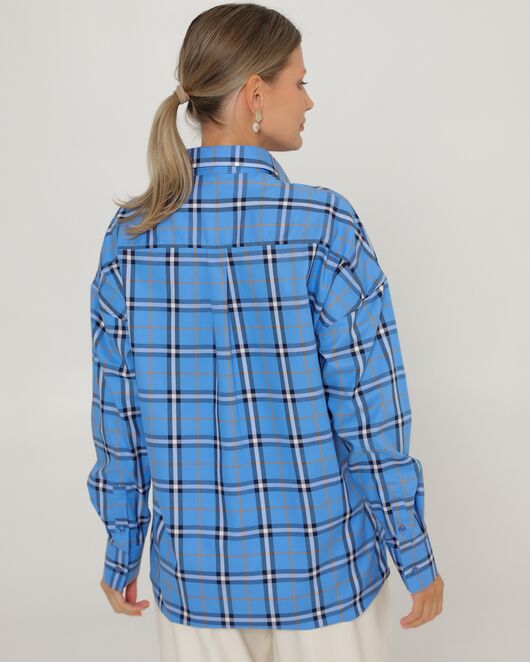 Женская рубашка из хлопка в клетку прямого силуэта-8777 от byME 