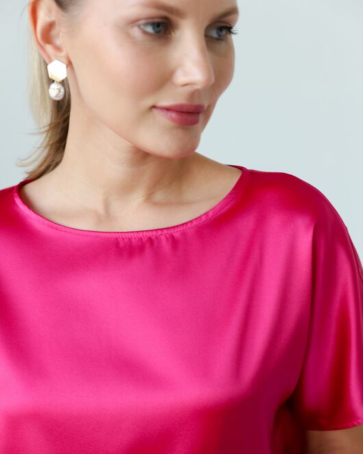 Женская блузка из шелка розовая-8781 от byME 