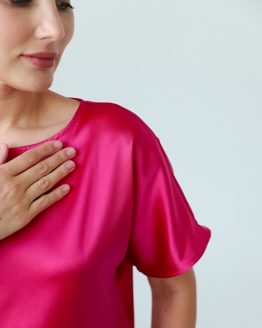 Женская блузка из шелка розовая-8781 от byME 