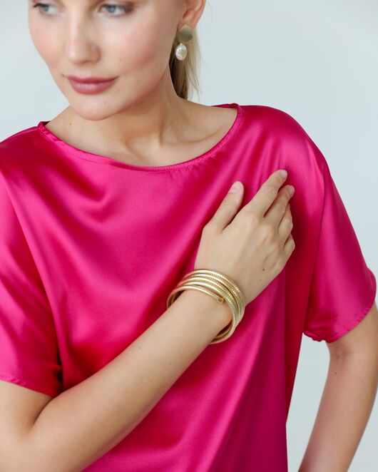 Женская блузка из шелка розовая-8781 от byME 