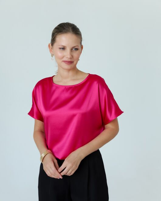 Женская блузка из шелка розовая-8781 от byME 
