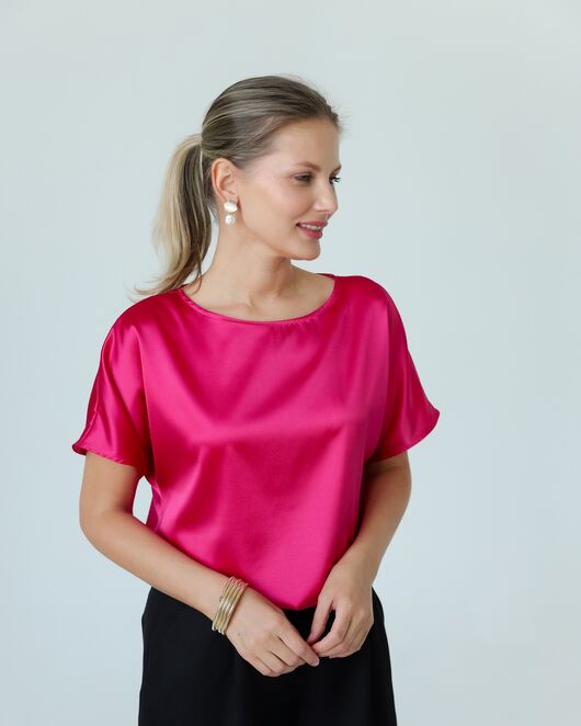 Женская блузка из шелка розовая-8781 от byME 
