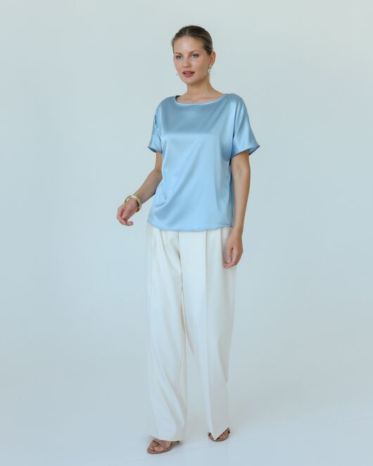 Женская блузка из шелка голубая-8783 от ByME 