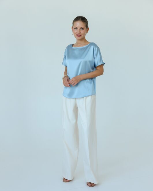 Женская блузка из шелка голубая-8783 от ByME 