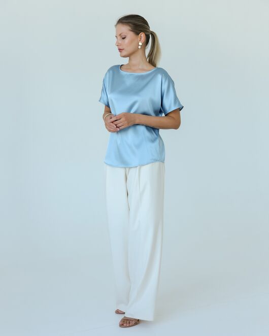 Женская блузка из шелка голубая-8783 от ByME 