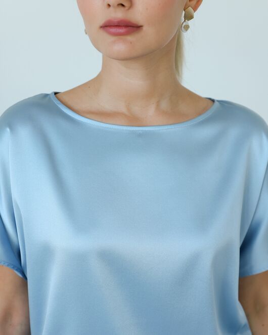 Женская блузка из шелка голубая-8783 от ByME 