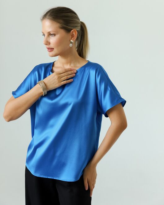 Женская блузка из шелка синяя-8784 от ByME 