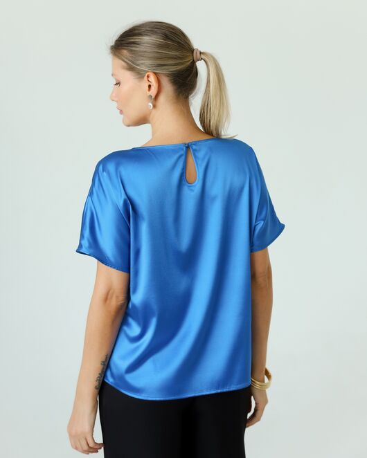 Женская блузка из шелка синяя-8784 от ByME 