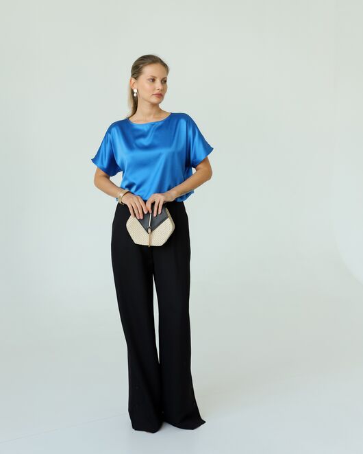 Женская блузка из шелка синяя-8784 от ByME 