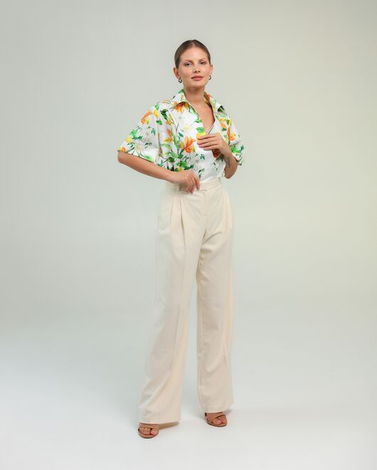 Женская рубашка на запах из хлопка принт лимоны-8797 от byME 