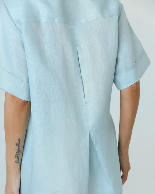 Женска рубашка на запах из льна мятная-8799 от byME 