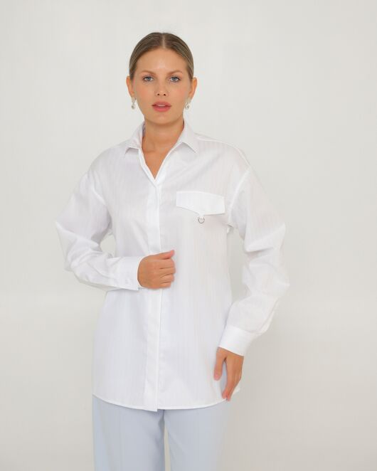 Женская рубашка из хлопка белая-8803 от byME 