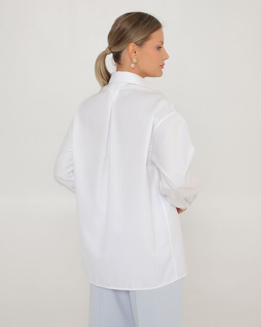 Женская рубашка из хлопка белая-8803 от byME 