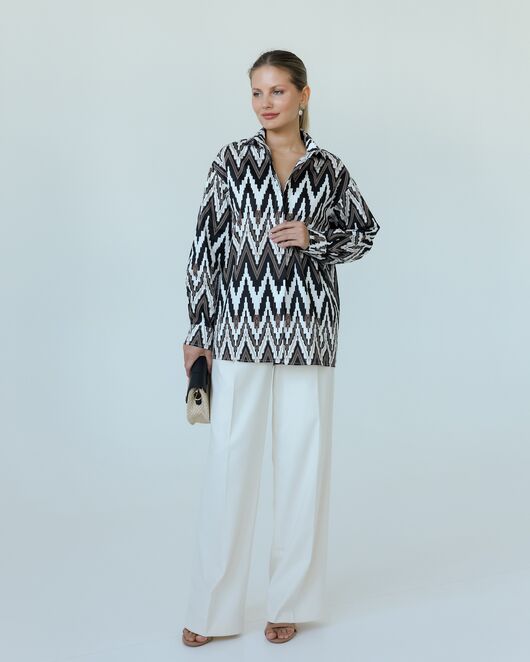 Женска рубашка из хлопка с принтом геометрический узор-8806 от byME 