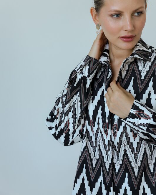Женска рубашка из хлопка с принтом геометрический узор-8806 от byME 
