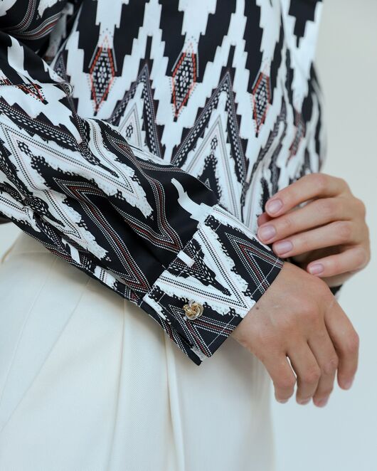 Женска рубашка из хлопка с принтом геометрический узор-8806 от byME 