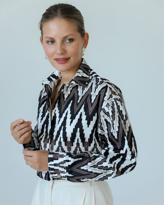Женска рубашка из хлопка с принтом геометрический узор-8806 от byME 