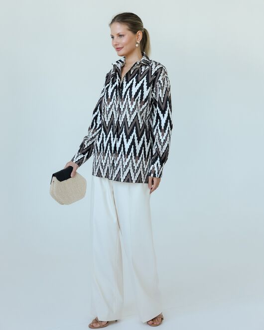 Женска рубашка из хлопка с принтом геометрический узор-8806 от byME 