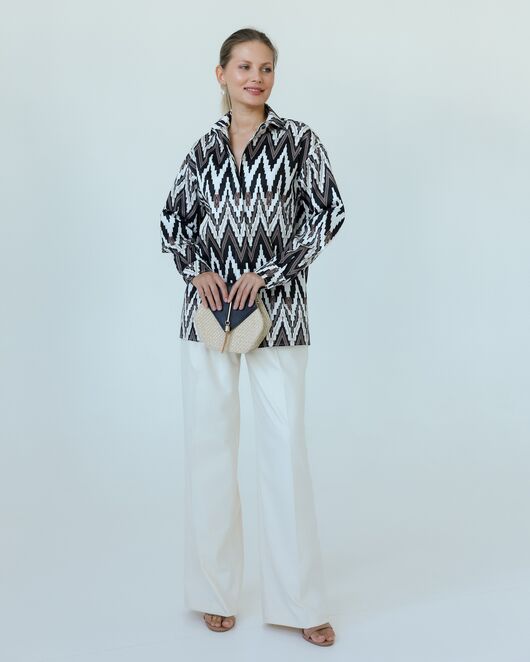 Женска рубашка из хлопка с принтом геометрический узор-8806 от byME 
