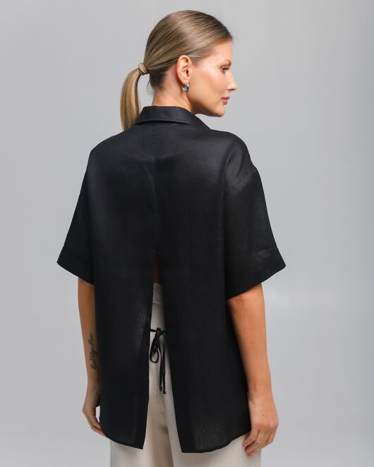 Женская рубашка из льна черная-8810 от byME 