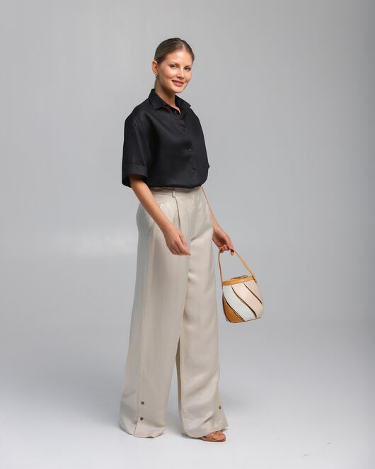 Женская рубашка из льна черная-8810 от byME 