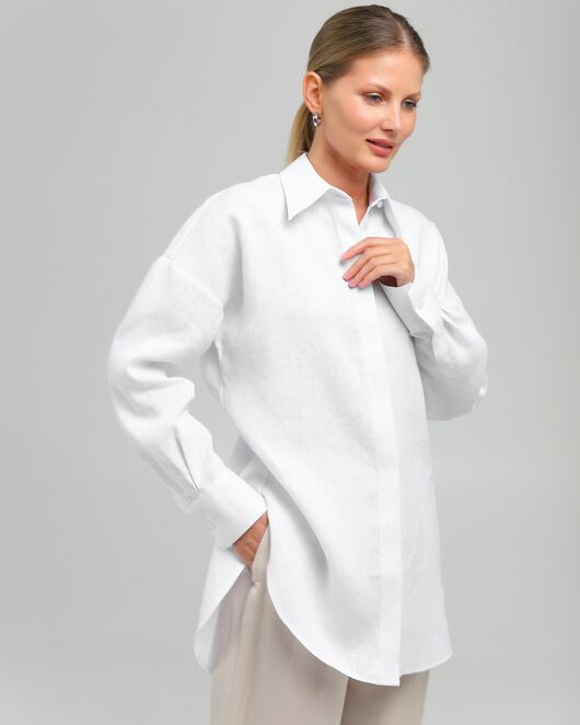 Женская рубашка из льна белая-8813 от byME 