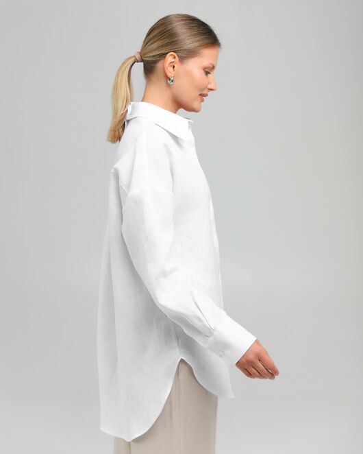 Женская рубашка из льна белая-8813 от byME 