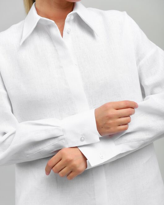 Женская рубашка из льна белая-8813 от byME 