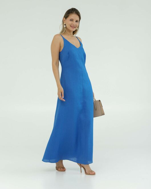 Льняное платье синее от LW 