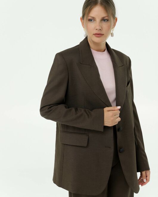 Жакет  коричневый с добавлением шерсти 125040-brown от LW 