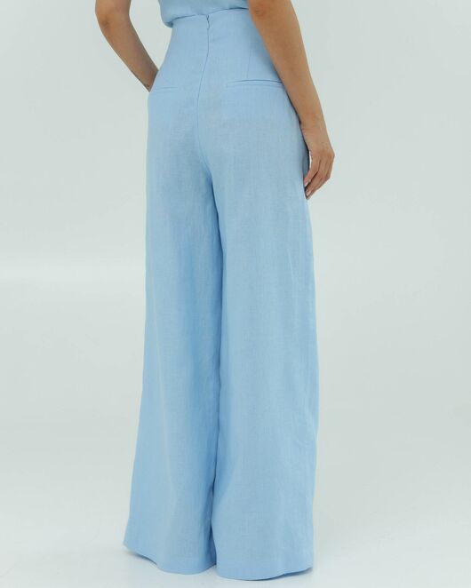 Женские брюки голубые изо льна-135032 от LW 