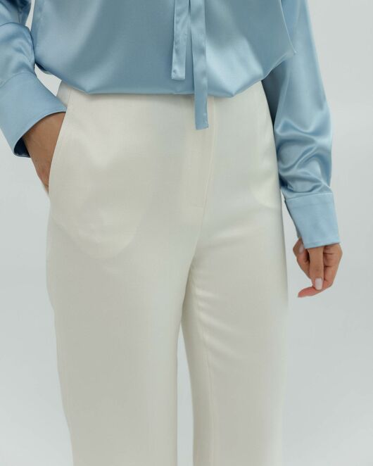 Женские брюки кремовые из района-135119-cream от LW 