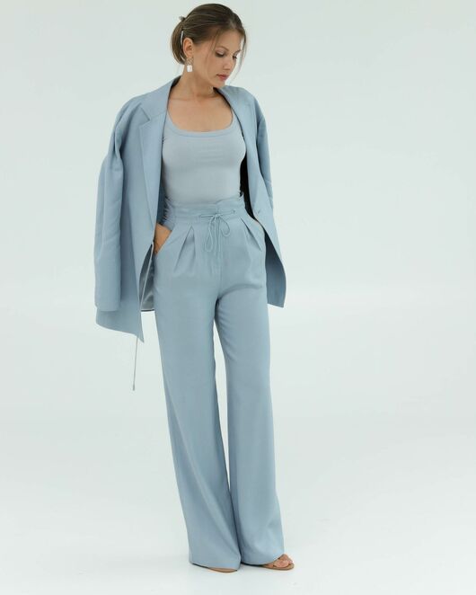 Женские брюки голубые из района-135121-blue от LW 