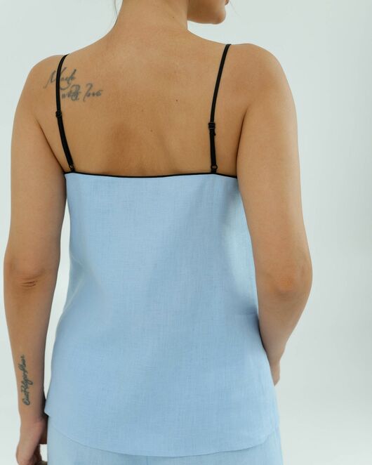 Женский топ голубой изо льна-375011 от LW  Женский топ голубой изо льна-375011 от LW